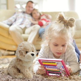 Whrigud 10.6" Realistic Shih Tzu Plush Stuffed Animal, Brown Poodle Puppy Dog Stuffed Animal Home Decor Gift for Girls Boys