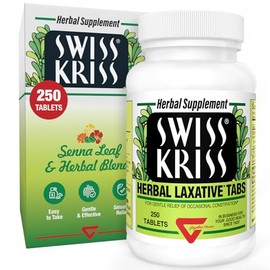 Swiss Kriss Herbal Laxative Tablets, Gentle & Natural Laxatives for Constipation Relief for Adults & Children Over Age 6, Works in 6-12 Hours, Senna L