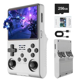 R40S PRO Retro Gaming Console, 30000+ HD Games Handheld Game Console, 3800mAh Rechargeable Mini Retro Video Console with 256GB TF Card, Portable Pocket Arcade (White)
