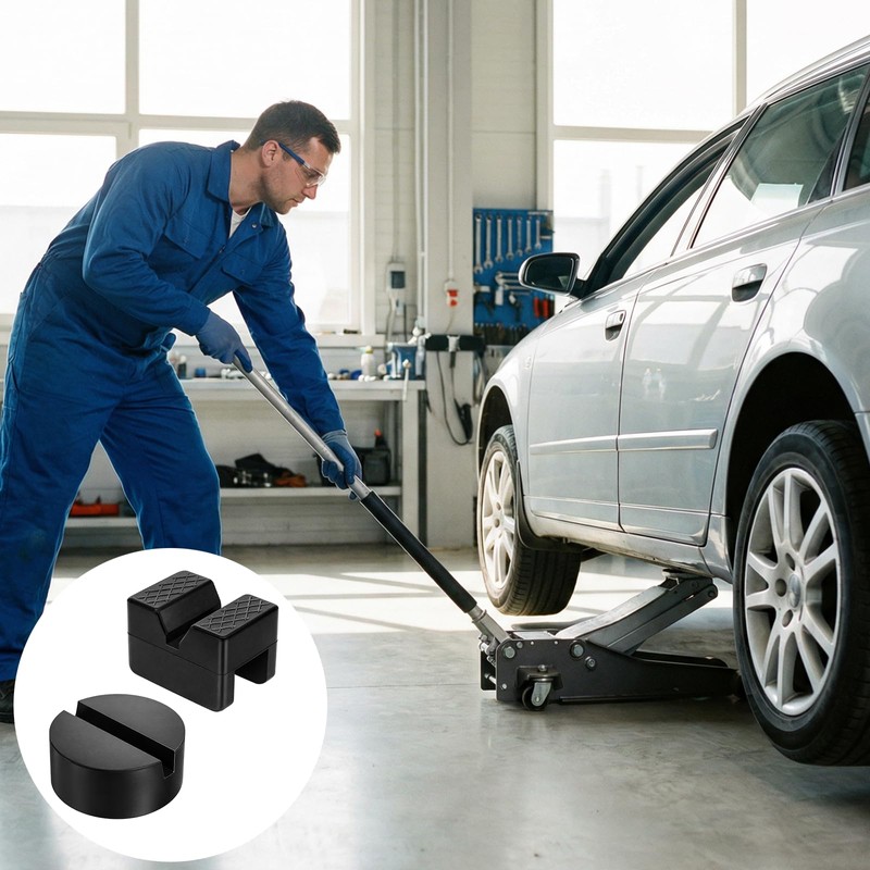 8 Pcs Jack Stand Pads, Black Rubber Cars Jack Stand