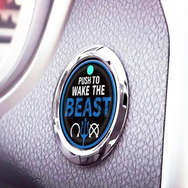 TOOLEPIC Blue Engine Start Button Cover for Ford F-150, Raptor, Explorer, Fusion, Expedition, Taurus, Edge 2015+, Beast-Themed Design, Unique Car Interior Accessory