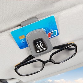 Hunesuru Car Sun Visor Glasses Clip, Suitable for Honda, Leather Car Glasses Clip, Sunglasses Storage, Suede Material, Card Storage Clip, Aesthetic, Simplicity, Easy Installation, Red