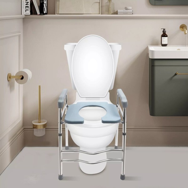 Unbranded 25.2-29.13in Raised Toilet Seat Riser w/ Arms For Elderly