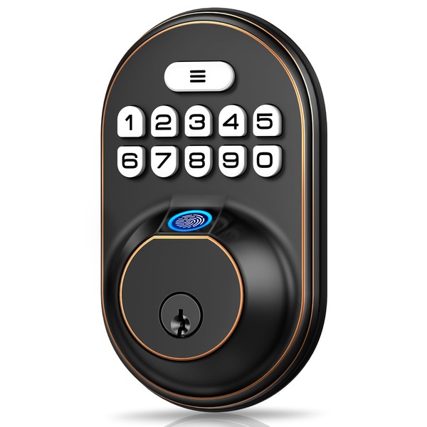 Veise Veise Fingerprint Door Lock, Keyless Entry Keypad Deadbolt, Anti