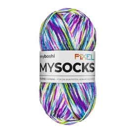myboshi mysocks Pixel 6 Ply Sock Wool, Heavy Duty, Virgin Wool Yarn, Felt-Free, 150 g, Ll 390 m Purple (Dotty), 1 Ball