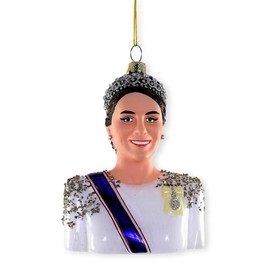 The Bridge Collection 10.25" Princess Kate Middleton Glass Hanging Christmas Ornament- Royal Family - Royalty Ornament of Prince William's Wife- Bust of The Princess of Wales