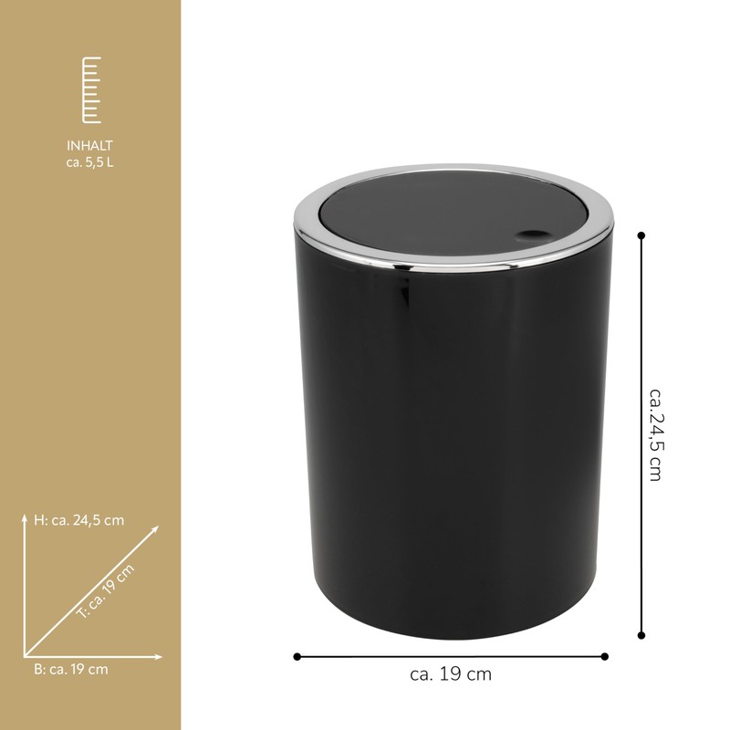 Bremermann bathroom series Savona cosmetic bin with a swing lid,