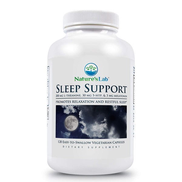 Nature's Lab Sleep Support Dietary Supplement - Contains L-Theanine, 5-HTP & Melatonin - 120 Capsules (120 Day Supply)