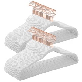 SONGMICS Ganchos de Ropa de Terciopelo 50 PCS, Giratorios de 360° | Para Ropa Fina y Abrigos, Antideslizantes y Ahorradores de Espacio, MCRF026W03