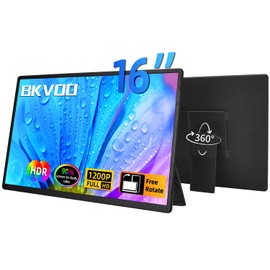 BKVOO Portable Monitor Laptop Screen Extender - 16" 1200P FHD Travel External Display USB-C HDMI Port Detachable Kickstand Gaming Monitor Compatible with Wins Mac Chrome Dex Phone