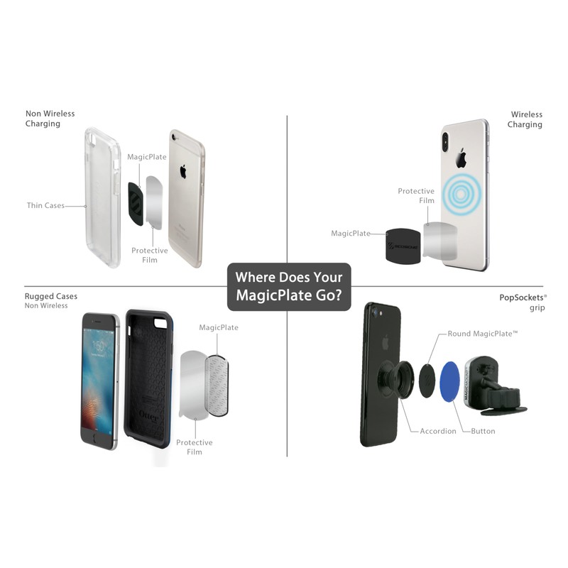 Scosche MPRNDRK-SP MagicMount Replacement Metal Plate Kit for Phone, Metal