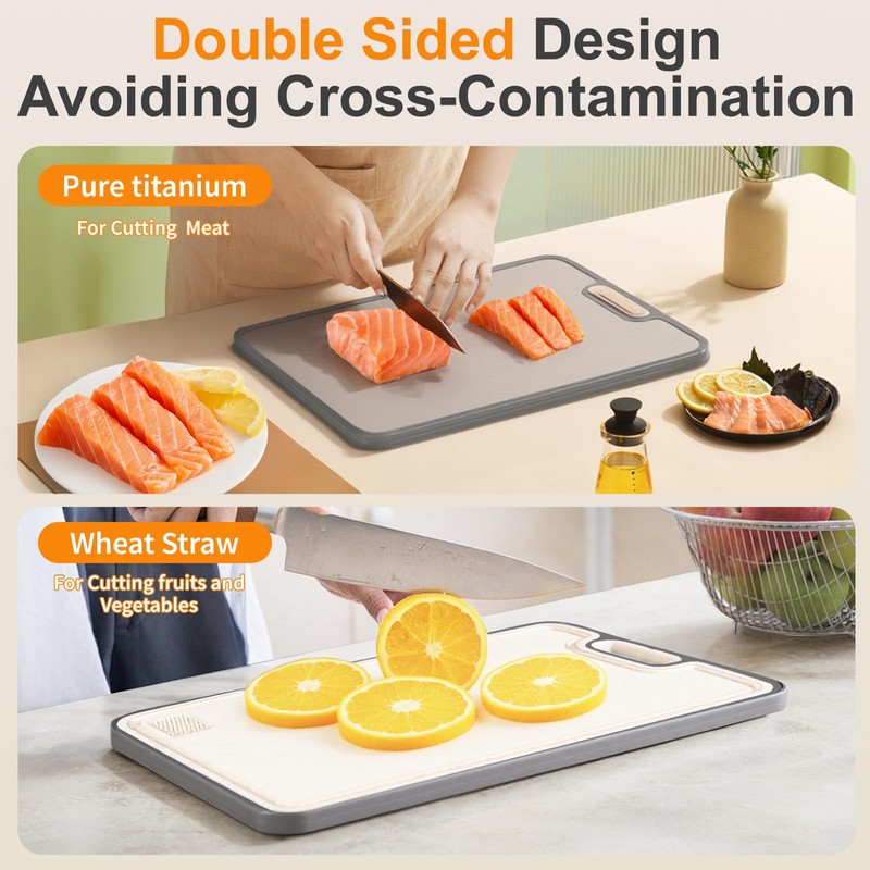 Infumm Titanium cutting boards for Kitchen,Double Sided Food Grade,Pure Titanium