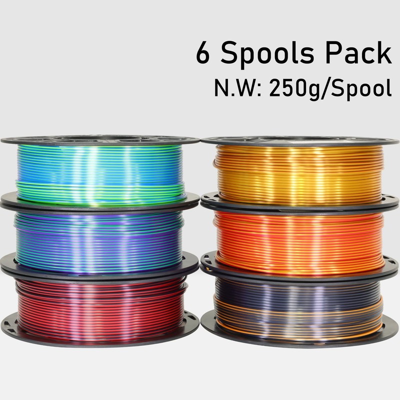 MIKA3D 6 Spools Bicolor Dual Color 1.75mm 3D Printer Filament