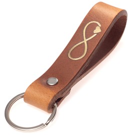 ELBERCRAFT® Leather Key Fob Organiser for Your Key Bag Keychain Made in Germany Brown Engraving Gold Black, Infinite Love