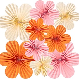 Paper Decorations, 9PCS Paper Fan Decorations Hanging Paper Flowers Decorations for Birthdays Weddings Garden Party Decorations Events Accessories