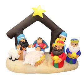 ElectricArt 7 Foot Nativity Scene LED Christmas Inflatable