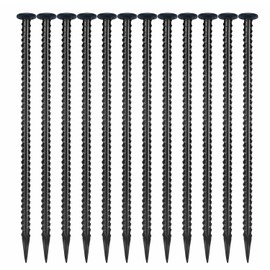 16 Inch Rebar Stakes 1/2 Inch Diameter，Galvanized Steel Ground Anchors, Landscpe Stakes, Heavy Duty Metal Spikes，Asphalt Anchor,Used for Speed Bump Wheel Stop and Camping Tent(16 Pack ，Black)