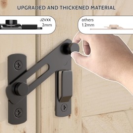 JZVXX Gate Latch, Barn Door Lock, Door Latch Locks for Cabinet, Bathroom, Outdoor, Garage, Garden-Alternative for Backyard Pools, Closet - Black - Carbon Steel(dks180-hs-1)