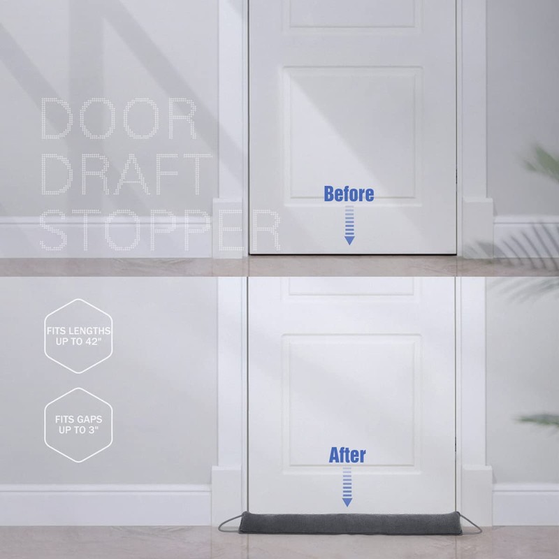 Door Draft Stopper, 42 Inch Weighted Under Door Noise Cold