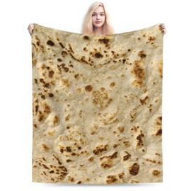 Fried Lavash Burrito Tortilla Food Texture Throw Blanket Super Soft Warm Bed Blankets for Couch Bedroom Sofa Office Car, Cozy Flannel Plush Blanket Gifts for Girls Boys Teens Adults 60"x50"