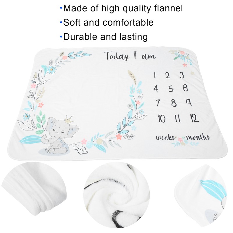 Flannel Baby Monthly Milestone Blanket Infant Growth Memory Blanket Photography