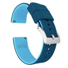 BARTON WATCH BANDS Quick Release Elite Silicone Watch Bands, Two Toned Blue (Flatwater), 22mm