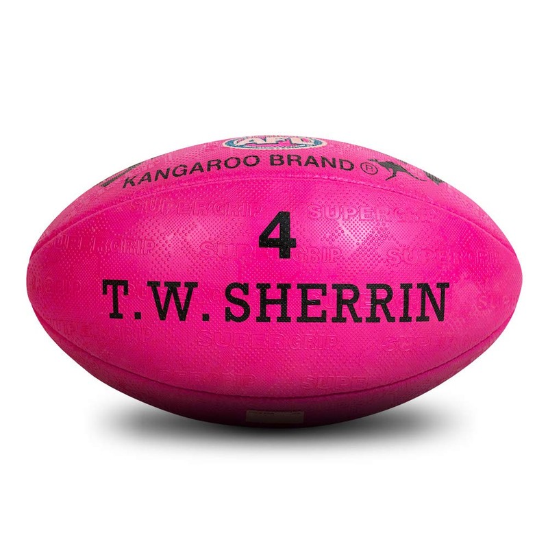 Sherrin Kangaroo Brand Synthetic AFL Football, Pink, Size 4