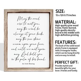 Irish Blessing Wood Sign, May the Road Rise to Meet You, Celtic Prayer Farmhouse Decor, Christian Bible Wood Framed Wall Art Home Room Office Church Decor, Cheer Up Gift