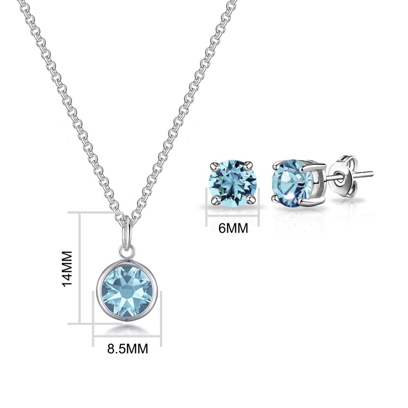 Philip Jones March (Aquamarine) Birthstone Necklace & Earrings Set Created