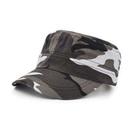 UltraKey Flat Top Baseball Cap, Men Women Cotton Baseball Twill Army Millitary Hat Cap Grey