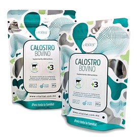 Calostro Bovino para consumo humano | pack de 2 pouches de 200 g de calostro en polvo c/u | 100% Natural - 25% IgG