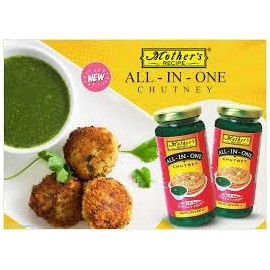 Mother's Recipe All in One Chutney 250gm x 2 | Mixture of Water, Coriander, Green chillies, Mint leaves, Garlic, Ginger, Lemon | Culinary Uses like Deep, Spread, Coocking Ingradient & Accompaniment