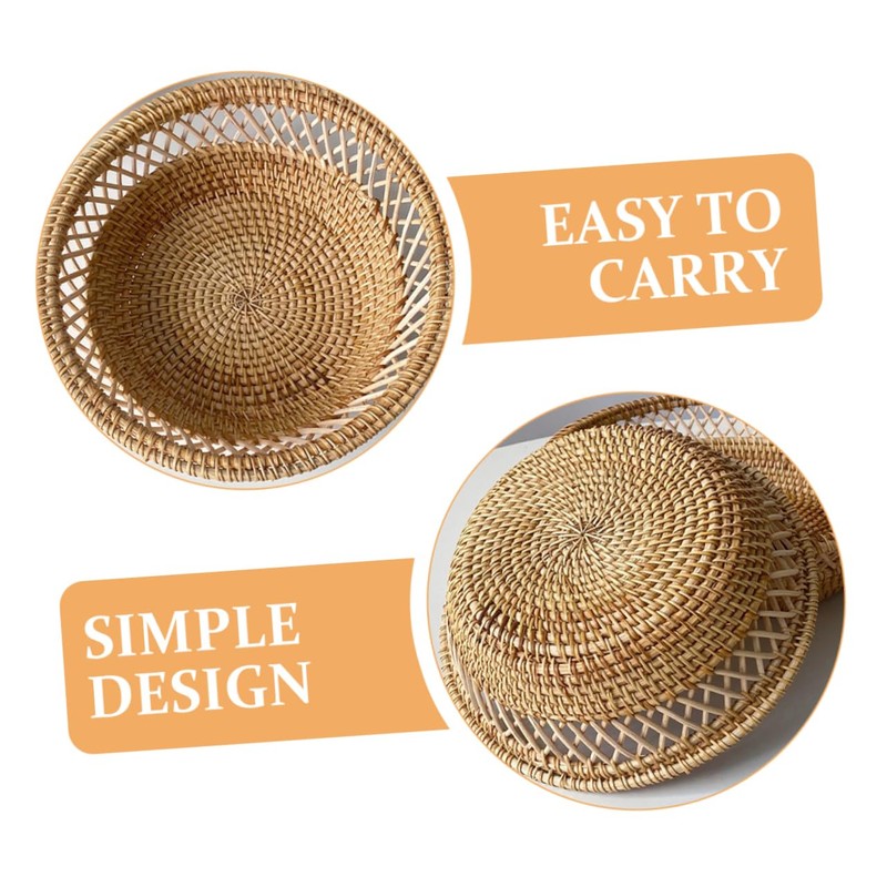 MAGICLULU Woven Round Bread Basket for Serving Rattan Fruit and