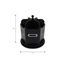 Spinning Desktop Stationary Organizer – Decorative Wooden Rotating Pen and Pencil Cup – Elegant 6 Compartment Black Desk and Table Top Office Supplies Station with Labels- by Designstyles