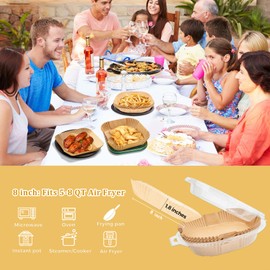 Air Fryer Parchment Paper Liner,100PCS Square Liners Disposable,Greaseproof for Fryer,Food Grade Parchment Paper Oil-Proof (8Inch/20cm)
