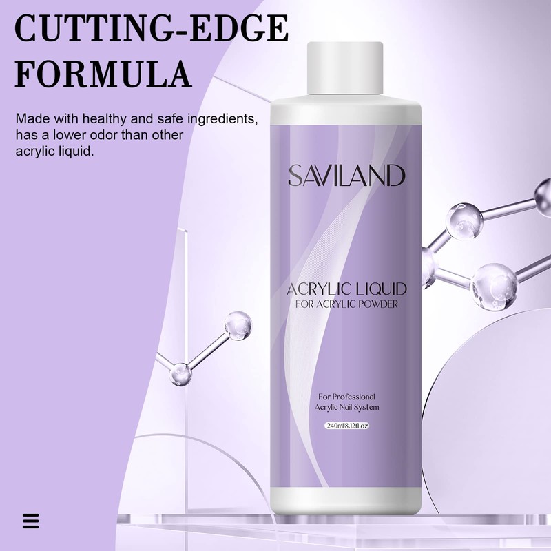 Saviland Acrylic Liquid: 240ML Nail Liquid for Acrylic Powder System