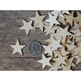 Church House Woodworks 100 qty Small 1-1/4  inch Star Wood 1.25 Crafts Flag Making Wooden Decor DIY