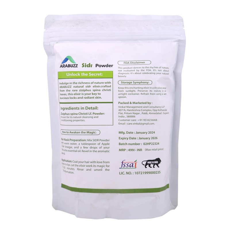 ARABUZZ Organic Sidr Leaves Powder for Hair & Skin -