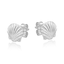 Ocean's Beauty Scallop Sea Shell .925 Sterling Silver Stud Earrings