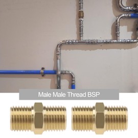 EMSea Brass Pipe Fitting BSP 1/4 Inch Male Thread to 1/4 Inch Male Thread Straight Hex Nipple Quick Coupling Adapter Connection for Air/Water/Oil/Fuel Pipe Pack of 6