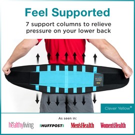 Back Brace for Lower Back Pain Women & Men - Back Brace for Men Lower Back Pain Relief Products, Medical-Grade Lumbar Support and Back Support Belt for Women and Men, Black, L, Clever Yellow
