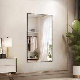 WONSTART Big Modern Bathroom Wall Mirror for Over Sink, 50" x 30" Aluminum Frame Rectangle Wall Mirror Hangs Horizontal or Vertical for Bedroom Bathroom, Non-Rusting