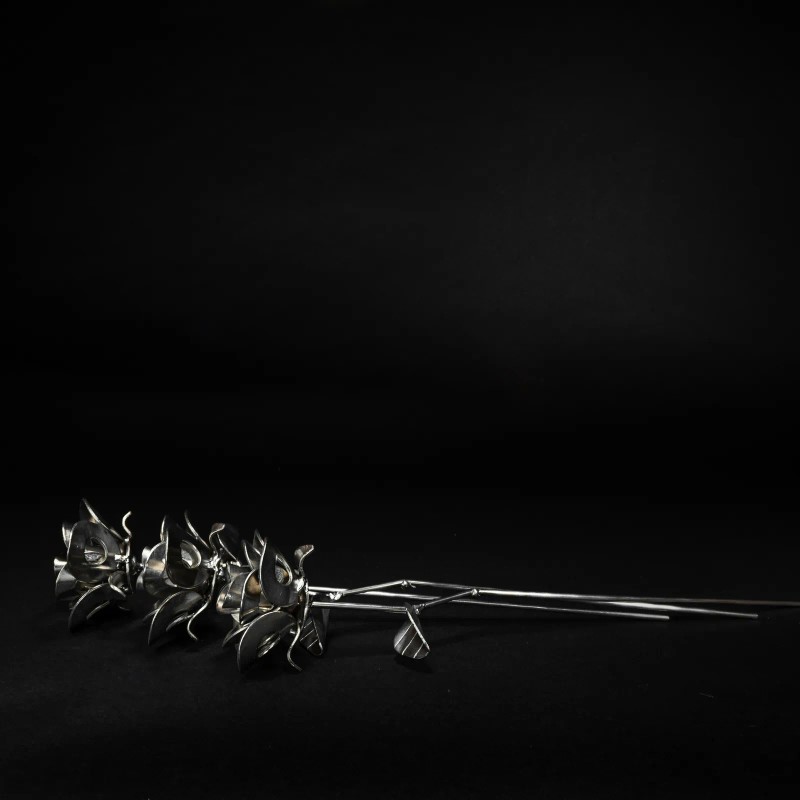 Metal Relic 3 Forever Roses, Three Welded Roses, Metal Roses,