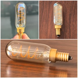 XIAOKALAMI T6/T25 LED Edison Candelabra Bulb, E12 Base, Dimmable, 40W Equivalent (4W), 2200K Warm White, Spiral Filament, Amber Glass - Ideal for Chandelier, Ceiling Fan - 6 Pack