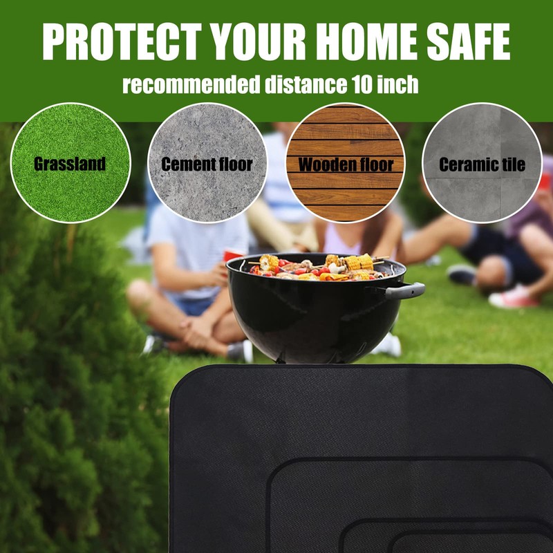 Fire Bowl Mat, Fire Pit Underlay, 3 Layers, Large, Black,
