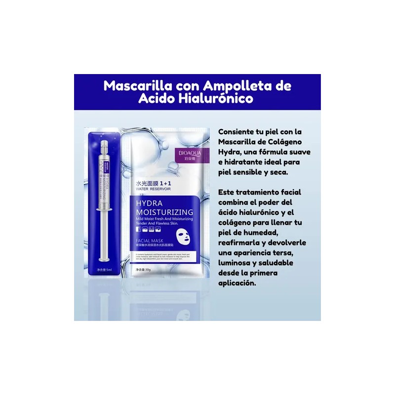 Mascarilla Facial 30g Suero Ácido Hialurónico 3 Pack