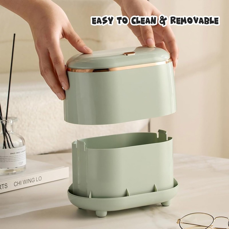 AIMALL Self-Designed Light Luxury Desktop Trash Can – Oval Storage