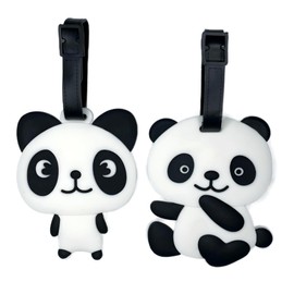 ANINIUCN 2-Pack Panda Luggage Tags – Set of 2 Cute Cartoon Animal Travel ID Labels for Suitcase, Backpack, or Carry-On, Durable Silicone Tag for Kids & Teens