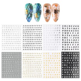 8 Buchstabennagelaufkleber, Nageldekorationsaufkleber, Diy-Nagelkunstmaterialien, Selbstklebende Nagelaufkleber, Retro-Nagelaufkleber.