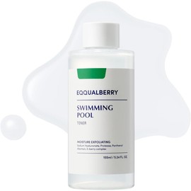 EQQUALBERRY Tónico Exfoliante Facial Swimming Pool Toner - Coreano con Enzima Proteasa y Ácido Hialurónico, Exfoliación Diaria Suave, Piel Sensible, 155 ml